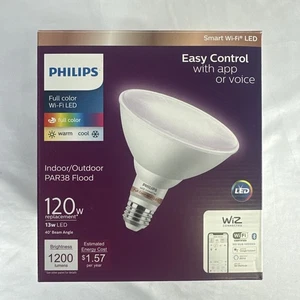 Philips Smart 120W Color PAR38 1P: LED Light Bulb, 13W, Multicolored, Dimmable, - Picture 1 of 6