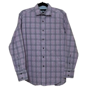 Robert Graham Dr’ess Up Button Up Shirt Men’s M Purple Plaid Flip-Cuff - Picture 1 of 7