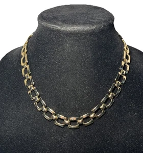 Chunky Wide Link Gold Tone Choker Necklace 17” Inches Unbranded Preowned - Picture 1 of 10