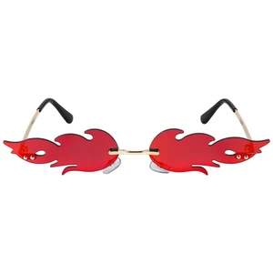 Rimless Eyeglasses Rimless Eyewear Rimless Sunglasses Novelty Flame Sunglasses - Picture 1 of 12