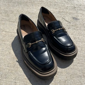 Mocasines Sam Edelman para mujer 9M Laurs plataforma suela gruesa oro Y2K Horsebit - Imagen 1 de 12