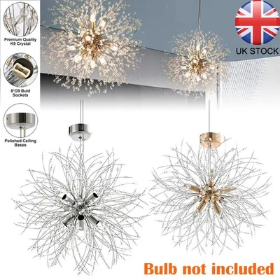 Lámpara colgante de 8 luces fuegos artificiales lámpara de techo de cristal lámpara de araña de león moderna Foto 1 de 4