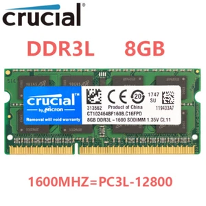 Crucial 8GB DDR3L 1600MHz PC3L-12800 204-Pin Sodimm memory LAPTOP RAM  LOT DDR3L - Picture 1 of 11