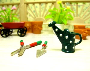 Puppenhaus Miniatur 1:12 Spielzeug Gartengeräte Set Gießkanne Schere Kelle Deko - Bild 1 von 12