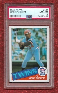 1985 TOPPS #536 KIRBY PUCKETT PSA 8 NM-MINT ROOKIE RC CENTERED HOF TWINS - Picture 1 of 1