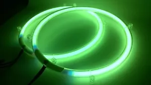 8 Inch Green Neon Speaker Rings - w Music Beat Control Glow Car Lighting Kit - Picture 1 of 8