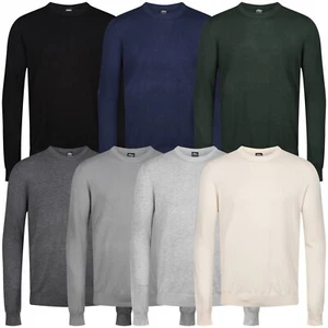 New Mens Crew Neck Jumper Knit Pullover Lightweight Round Soft Warm Sweater Top - Picture 1 of 43