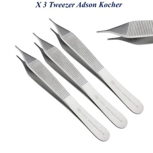 Set of 3 Dressing Pliers Adson Kocher Tissue Forceps Surgical Instrument Dentist - Picture 1 of 4