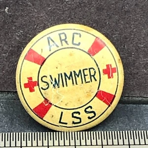 Vintage America Red Cross ARC Swimmer LSS Pin Button Green Duck Co. Chicago - Picture 1 of 4