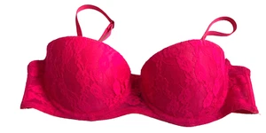 Berry Pink Lace Size 34B Push Up Bra Underwire Removable Straps - Picture 1 of 6