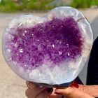 2.78LB Natural Amethyst heart-shapegeode quartz cluster crystal specimen Healing