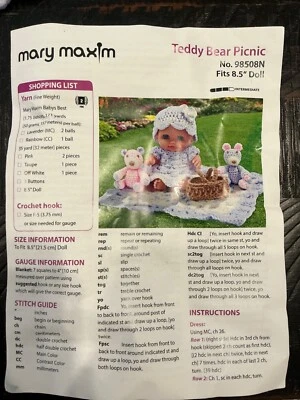 MARY MAXIM Teddy Bear Picnic Crochet Kit MOSTLY FINISHED - Image 1 of 4