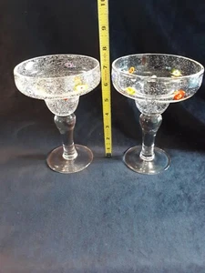 Millefiori Margarita Margherita Glasses set of 2 controlled bubbles clear glass - Picture 1 of 11