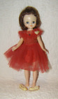 VINTAGE BETSY McCALL: 7 1/2" Doll with Red Dress & Tan Slippers