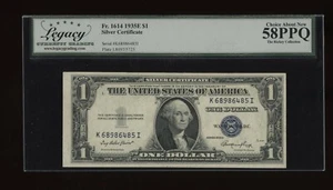 DBR 1935-E $1 Silver Fr. 1614 KI Block Legacy 58 PPQ Serial K68986485I - Picture 1 of 2