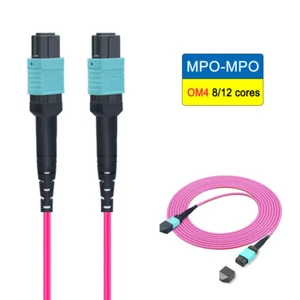 OM4 Fiber Optic Patch Cord MPO to MPO Type B Female 8/12 Cores for MTP Red lot - Afbeelding 1 van 10
