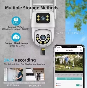 DOPPIA TELECAMERA IP CAM PTZ Wi-Fi Camera Dome WIRELESS ESTERNO Speed Zoom Array - Foto 1 di 11