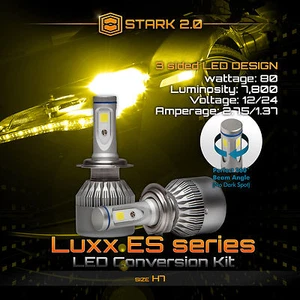 Stark 80W 7800LM Flip COB LED Kit 3000K Yellow Headlight - H7 (B) - Picture 1 of 8