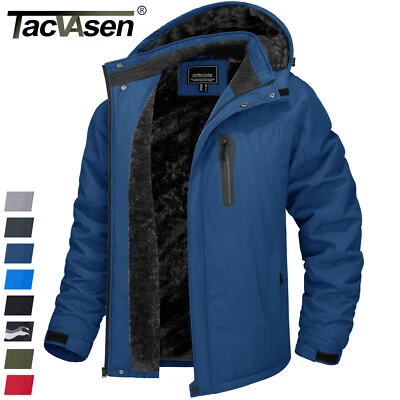 Mens Ski Snow Jacket Outdoor Mountain Hiking Fishing Warm Fleece Lined Work Coat - Image 1 of 4
