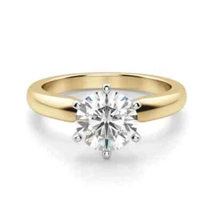 2.00 Ct Round Cut Lab Grown Diamond Engagement Ring 14K Multi-Tone Gold - Picture 1 of 6