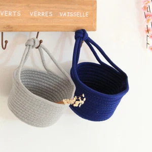 Woven Hanging Basket Cotton Rope Storage Basket Sundries Organizer Round - Picture 1 of 11