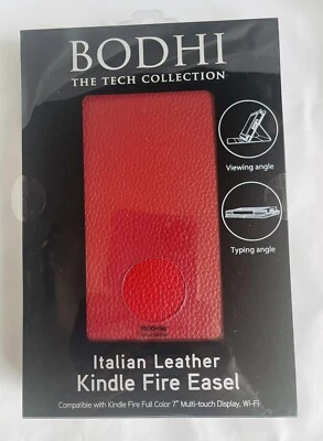 Cavalete de fogo BODHI couro italiano Kindle 7” Wi-Fi multitoque vermelho quente-novo - Imagem 1 de 4
