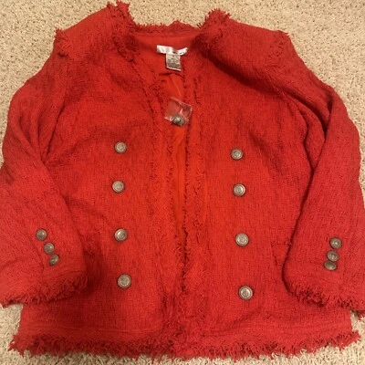 Chaqueta Blazer WDNY Mujer De Colección Tejido Suelto ROJO CON RIBETE ROJO TALLA PEQUEÑA Foto 1 de 4