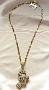 Bling Gold Micro Plated High Polished Edelstahl Kette mit Anhänger  - Bild 1 von 12