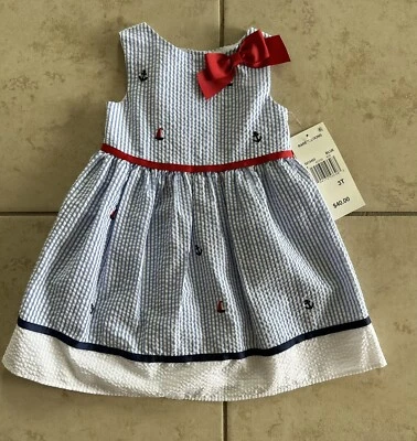 Vestido Seersucker de Verano 3T Ediciones Raras Niña Pequeña Cuatro de Julio. Nuevo con etiquetas Foto 1 de 3