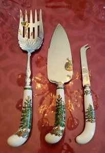 3er SET SERVIERGESCHIRR MIT PORZELLANGRIFF VON PRILL SPODE CHRISTMAS TREE 39 - Bild 1 von 5