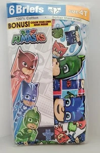 PACK 6 BRIEFS BOYS - PJMASKS 4T 6 pair Bonus Color your own mask - Picture 1 of 1