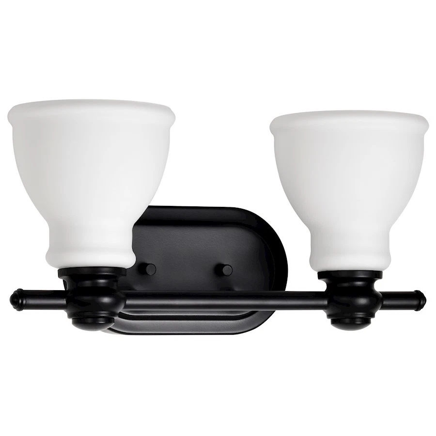 Tocador Nuvo Lighting Russel 2 luces 15", negro mate/vidrio blanco satinado - 60-8022 Foto 1 de 1