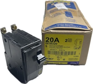 Square D QOB220 20A 2-poliger Anschraubschalter 5er-Pack NEU OEM 120/240V 10kA - Bild 1 von 6