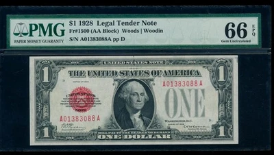 AC 1928 $1 Legal Tender PMG 66 EPQ GEM uncirculated Fr 1500 - Image 1 of 2