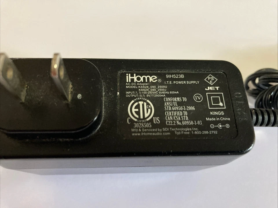 AC-DC Adapter model KSS24_090_2500U for iHome iD9  Dock Speaker - Image 1 of 4