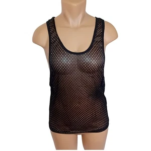 Y2K American Apparel Unisex Mesh Tank Top Perforated See Through Athletic Sporty - Bild 1 von 14