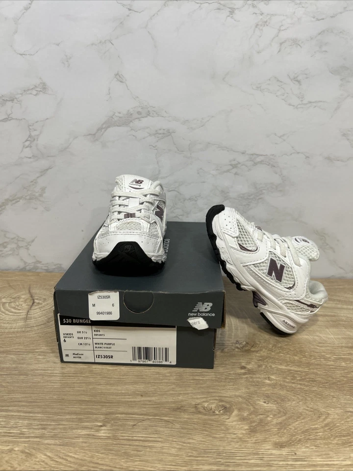 New Balance Toddlers 530 Bungee Sneakers Lace White Purple Shoes IZ530SR Sz 6 - Image 1 of 4