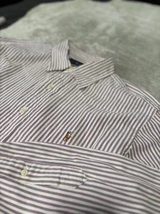 Ralph Lauren camicia uomo viola a righe taglia 16,5 34/35 abbottonata pony - Foto 1 di 9