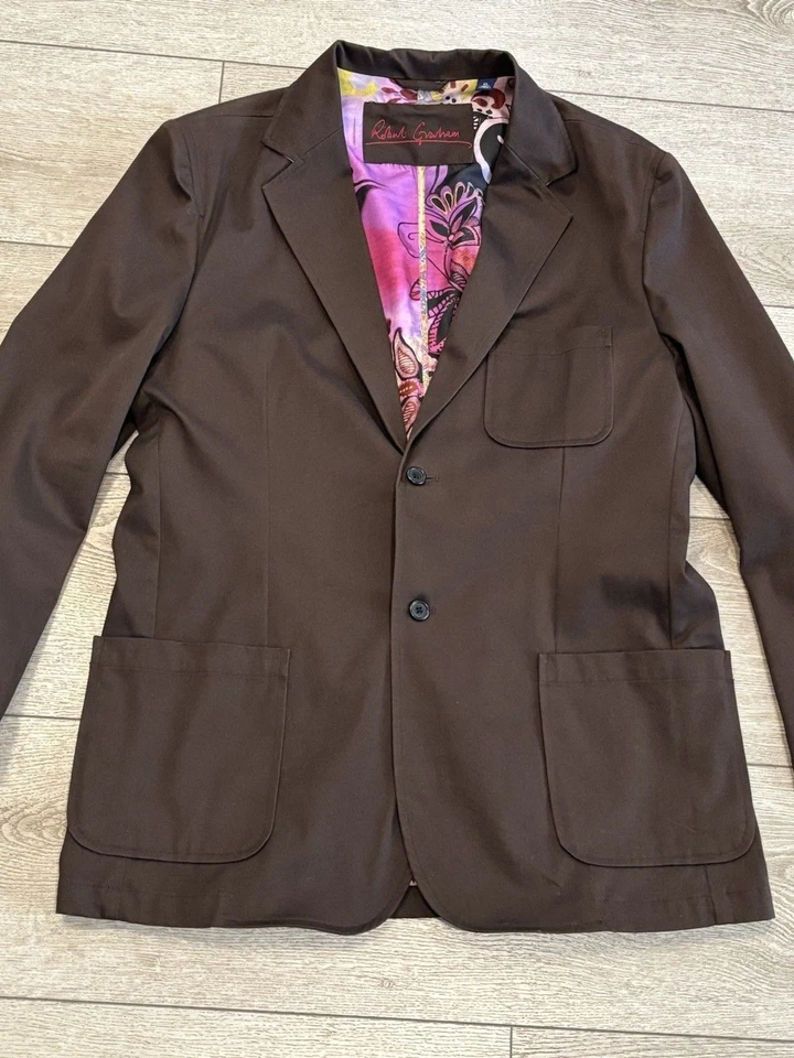 Robert Graham Hombres Marrón Blazer Abrigo Deportivo XL 2 Botones Chaqueta Informal Trabajo Foto 1 de 4