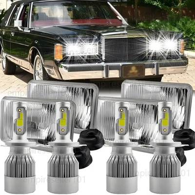 For Lincoln Town Car 1981-1989 4PCS 4X6" LED Headlights High/Low Beam 6000k DOT - Image 1 of 4