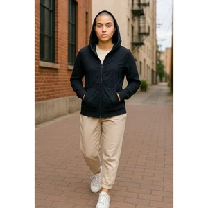 Sudadera con capucha y cremallera completa negra Athleta chaqueta para mujer ropa deportiva - Imagen 1 de 5