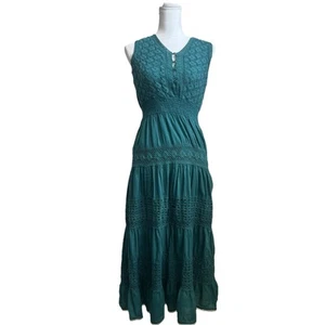 Naoo Nation AK Outfits Boho Cottagecore Sommerkleid Damen M türkis Spitze ärmellos - Bild 1 von 7