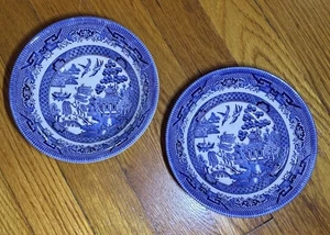 Set of 2 Churchill Blue Willow 6" Cereal Bowls England - Picture 1 of 5
