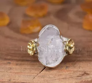 Anello Herkimer Diamante Disegno Fiore Fascia Argento Sterling Regalo per Lei - Foto 1 di 6
