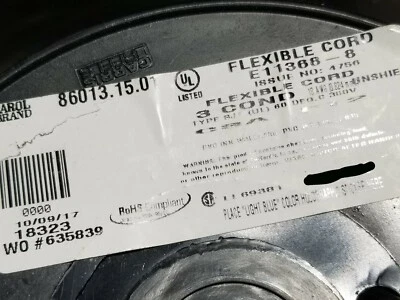 Carol 86013 18/3C Type SJT 300V 60C Flexible PVC Power Cable Cord Black /25ft - Image 1 of 4