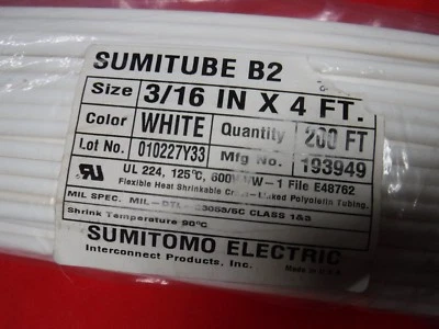 БЕЛЫЕ ТЕРМОУСАДОЧНЫЕ ТРУБКИ 3/16 ДЮЙМА 100 ФУТОВ ПОЛИОЛЕФИН - Изображение 1 из 2