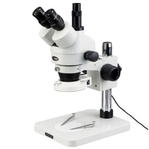 AmScope 7X-45X Trinocular Zoom Stereo Microscope LED Ring-Light WideField Optics - Picture 1 of 8