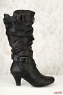 Sexy Womens Pointy Toe Low Heel Buckle Riding Knee High Boots Casual Retro Shoes