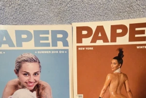 PAPER magazine KIM KARDASHIAN - MILEY CYRUS Summer 2015 nude L@@K!!! - Picture 1 of 3