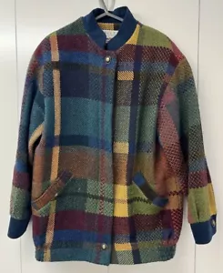 AVOCA Collection Coat Jacket Multicoloured Wool Check Womens M Made in Ireland - Picture 1 of 12
